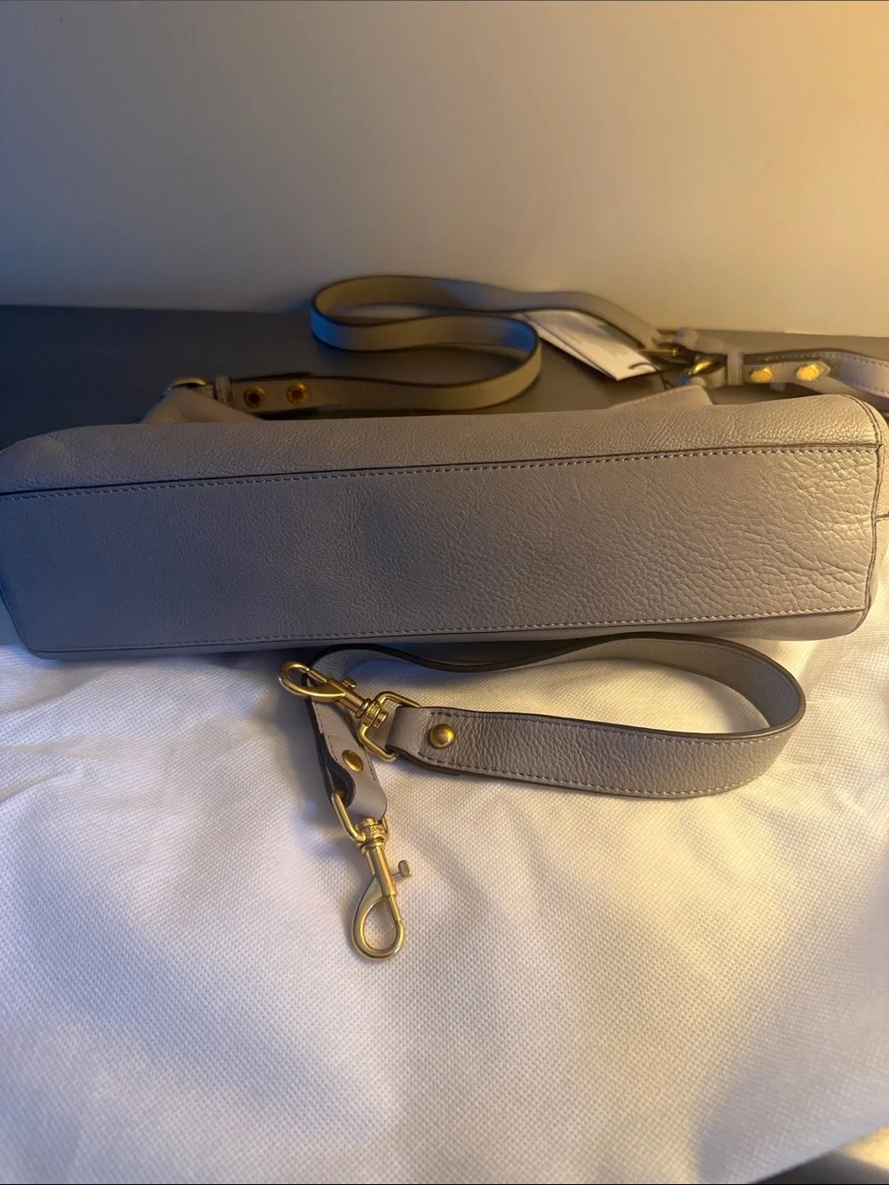 Aimee Kestenberg Taupe Leather Shoulder Bag with Gold Hardware